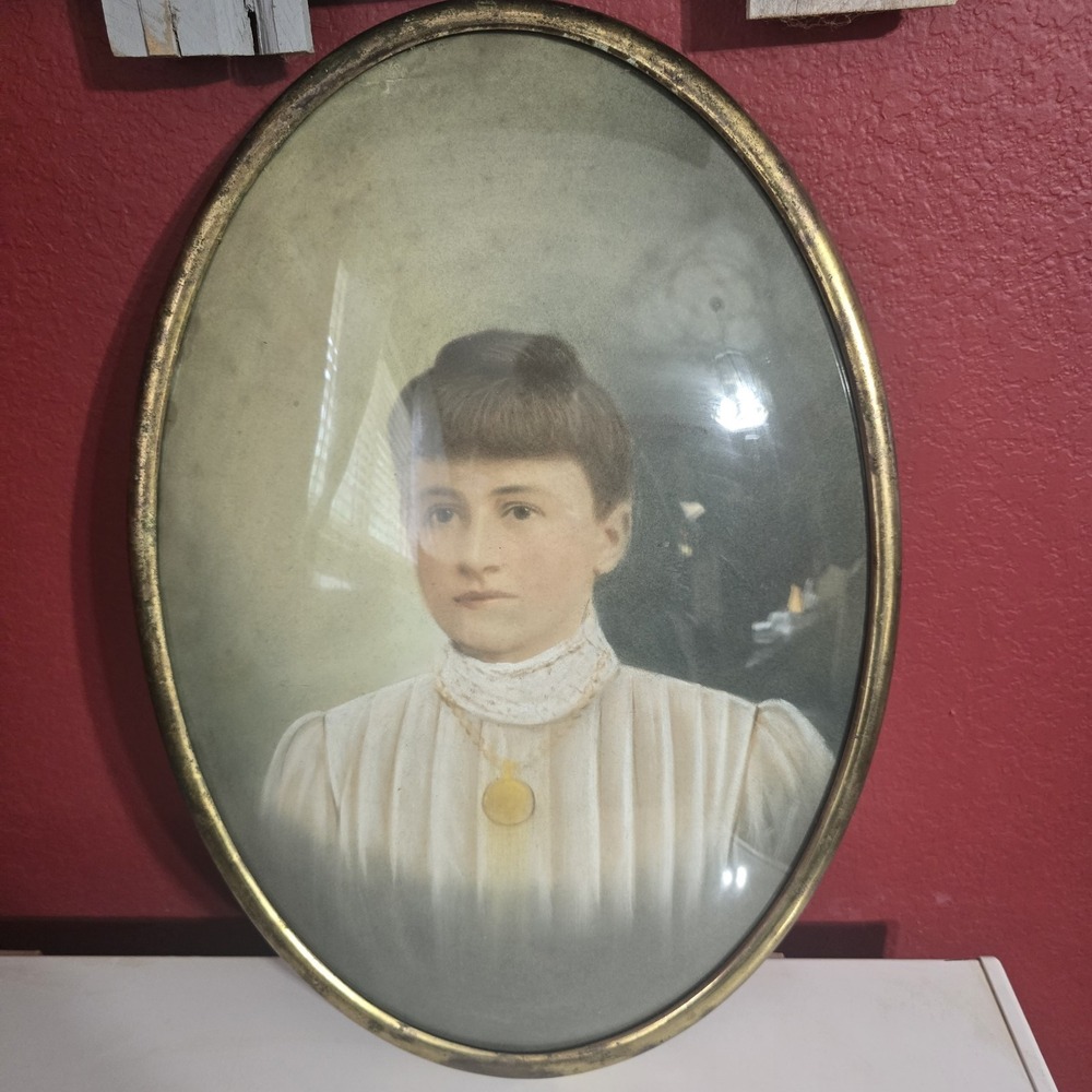 Vintage/antique Bubble Glass 1887 Picture Framed 20 X 14.75"
